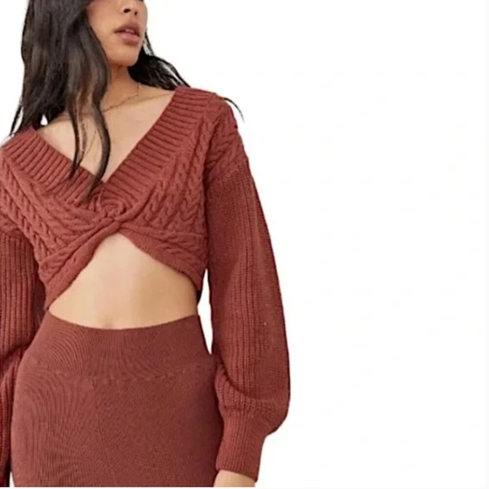 Free People Emilie Sweater Set in Cherry Cola Size Medium- NWT